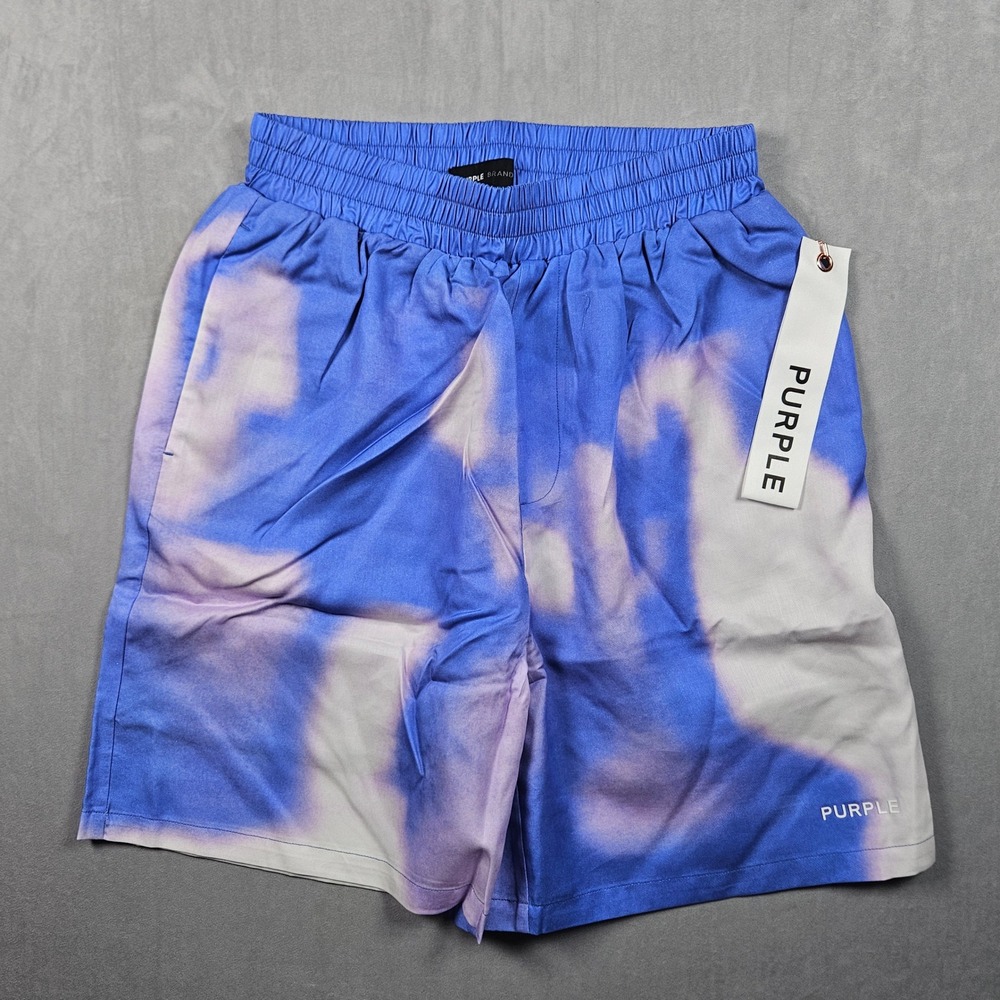 NEW Purple Brand Shorts Mens Small Tie Dye Elastic Waist Lined Streetwear